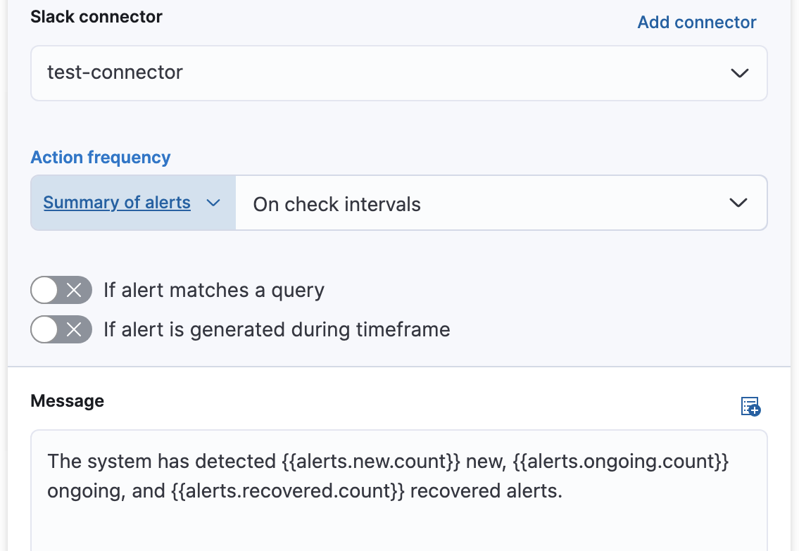 Adding an alert summary action to the rule Adding an alert summary action to the rule