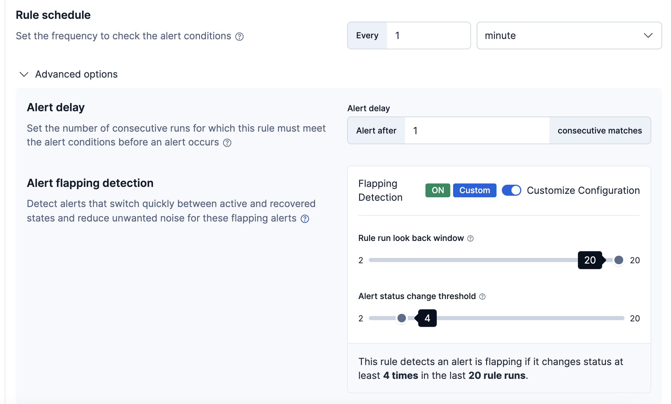 Rule schedule and advanced settings Rule schedule and advanced settings