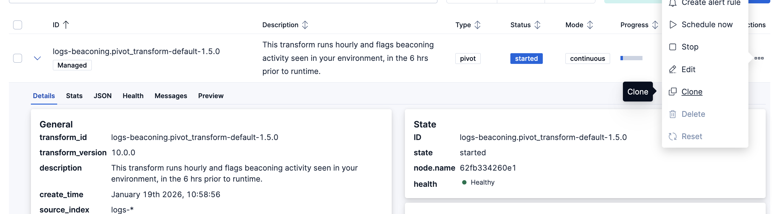 Network Beaconing Identification transform