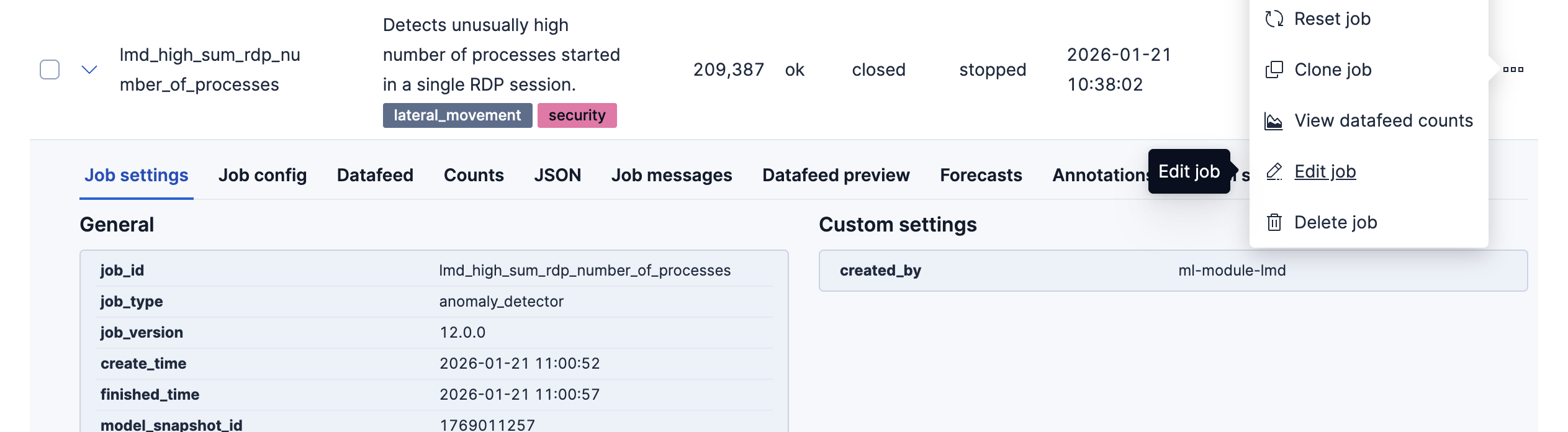 Lateral Movement Detection jobs