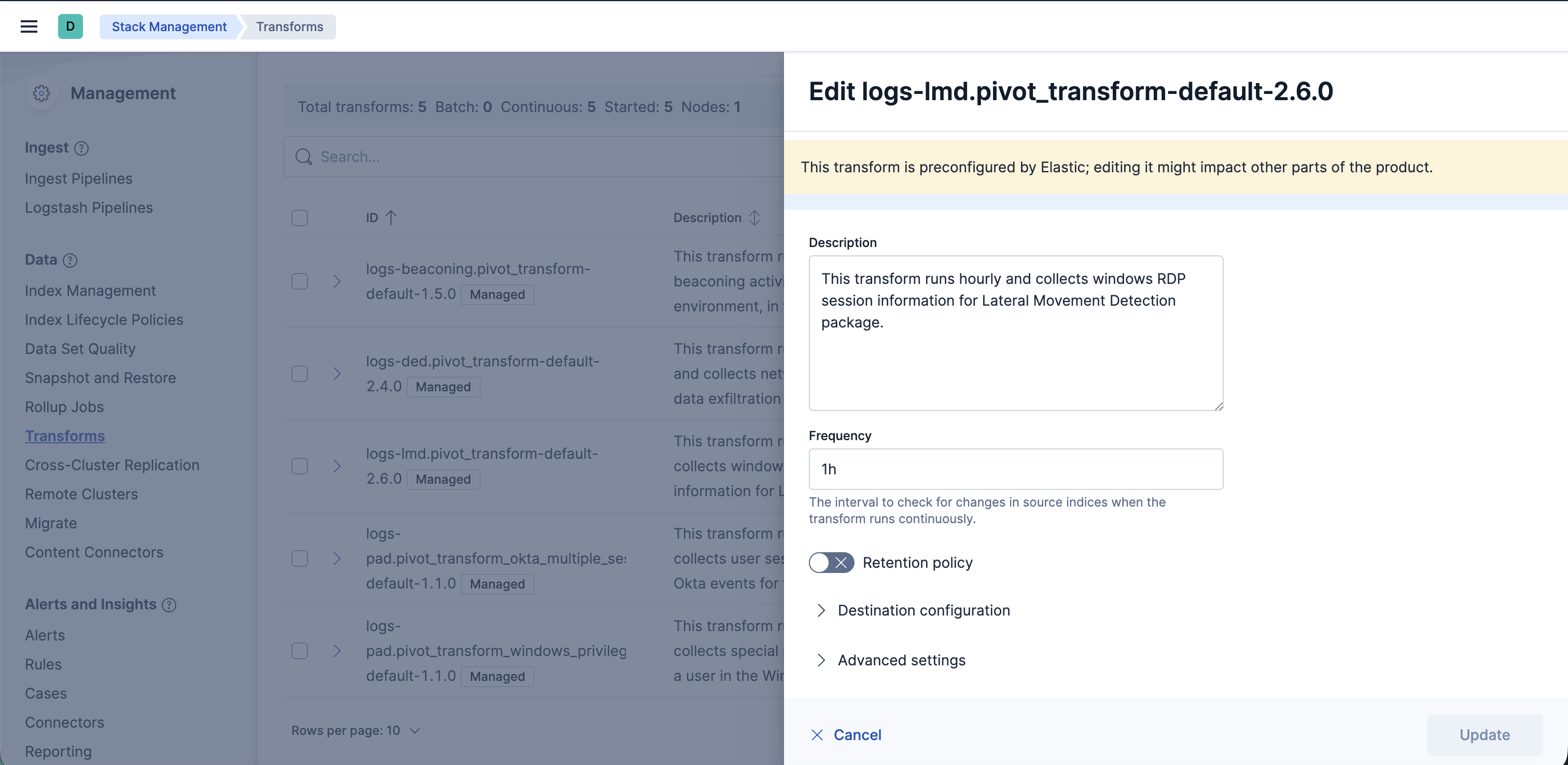 Lateral Movement Detection transform