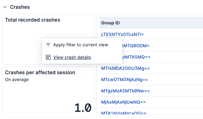 View crash details