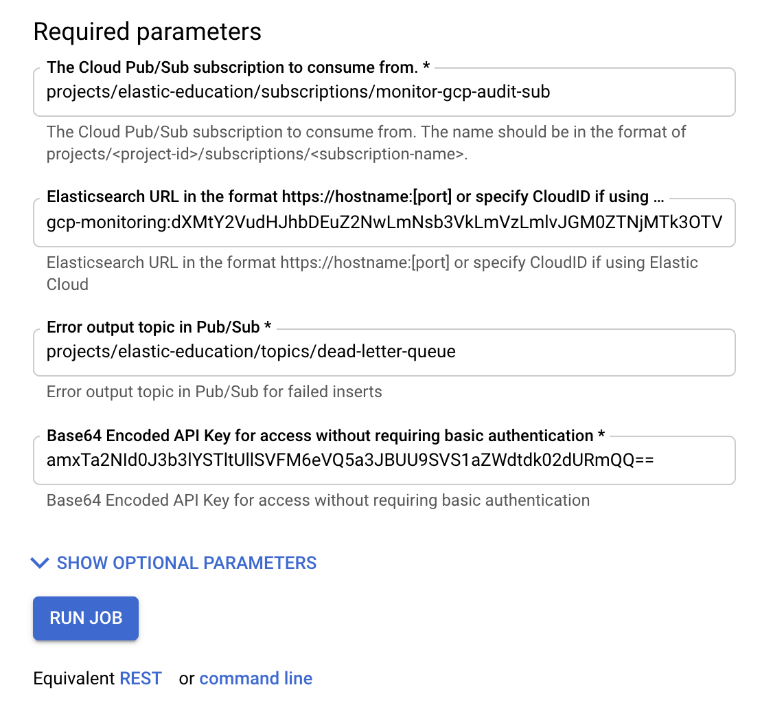 GCP Dataflow Required Parameters GCP Dataflow Required Parameters