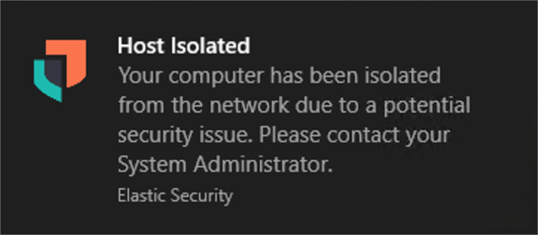 Host isolated notification message Host isolated notification message