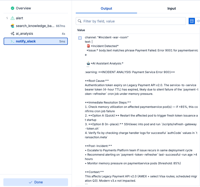 Elastic Workflows - Notify Slack