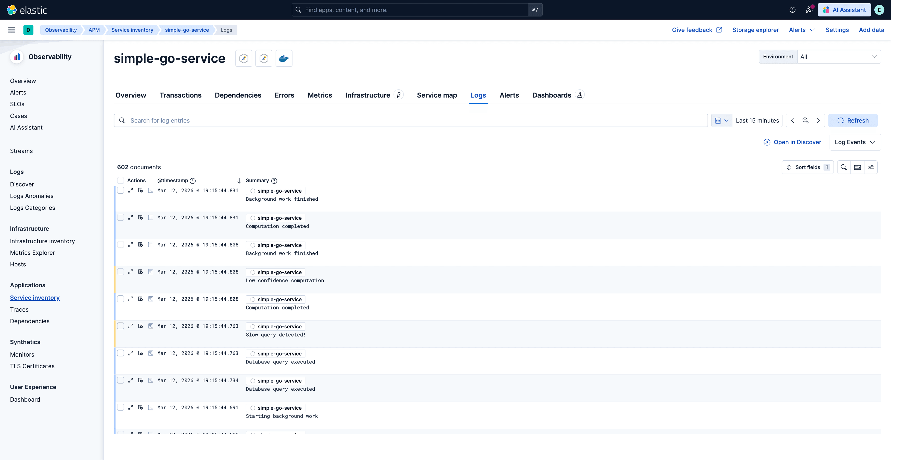Viewing your logs in the APM UI