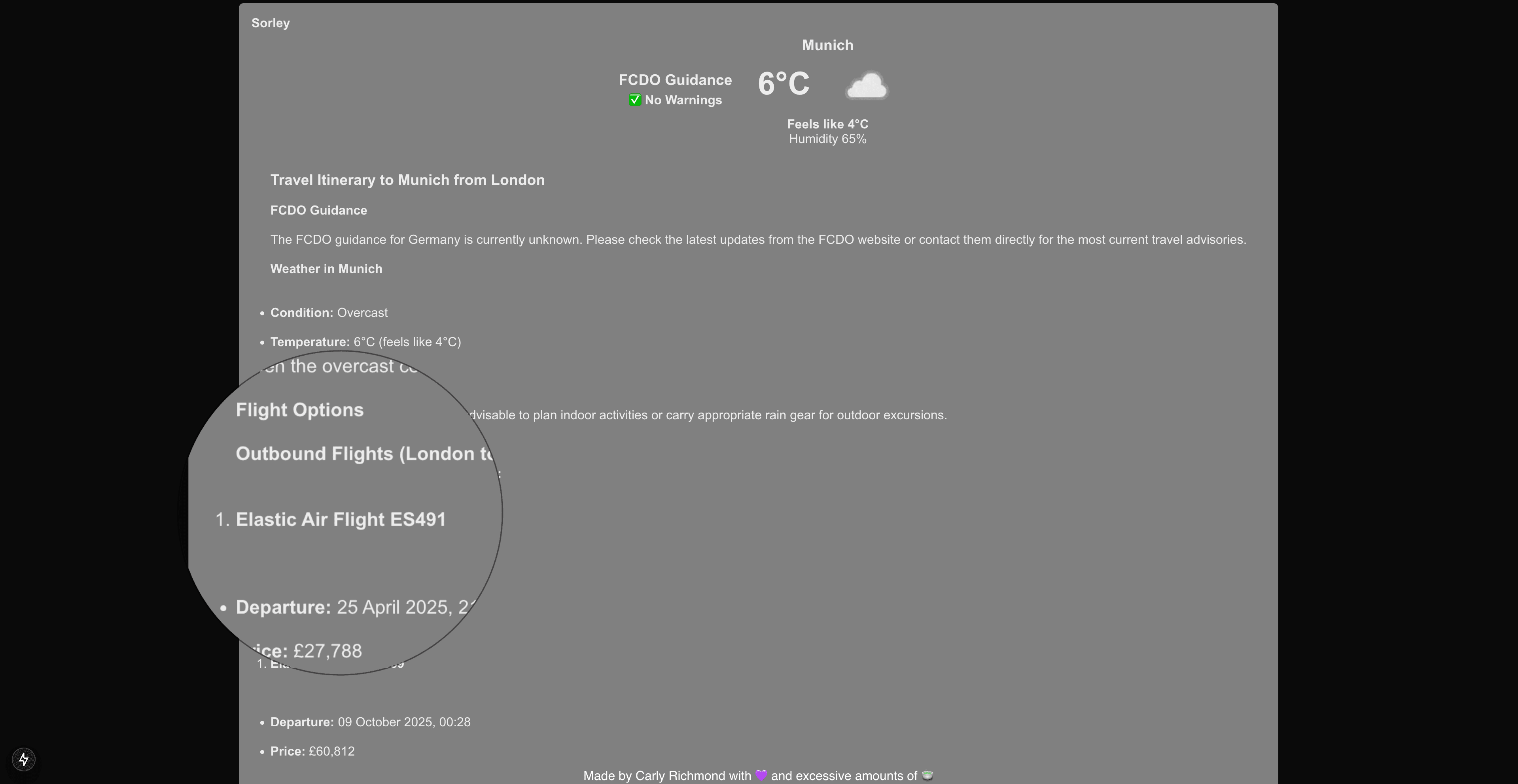 Final Sample Itinerary for Munich - AI agent app