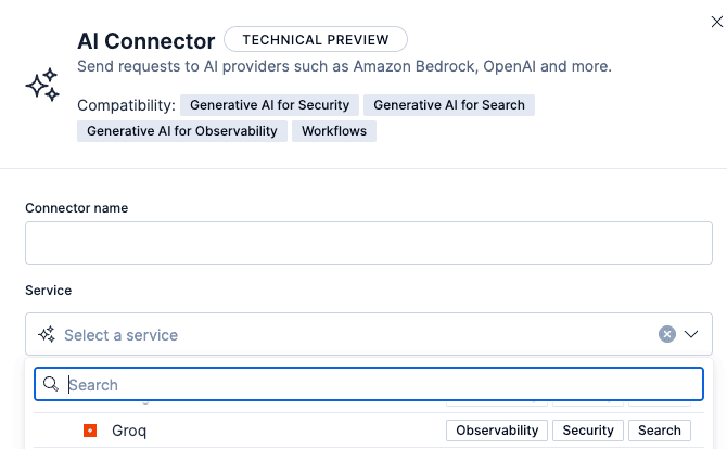 Groq as a service in Elastic AI connector