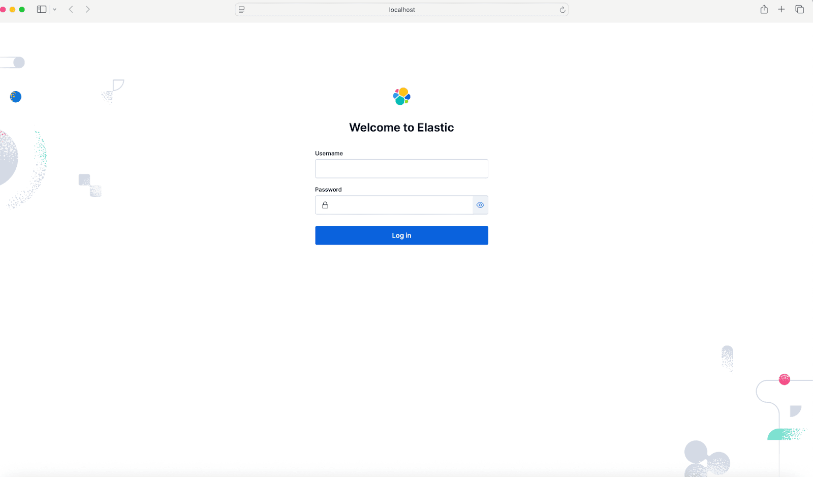 Log in to Elasticsearch after getting started locally