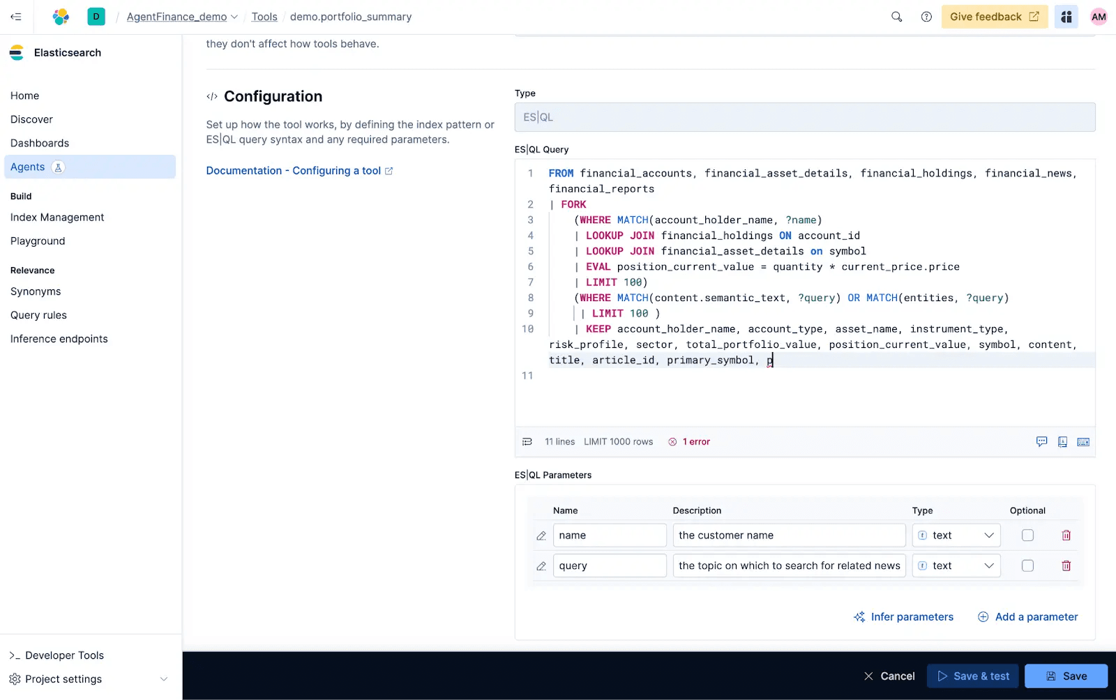 Configuring AI agent with Elastic Agent Builder