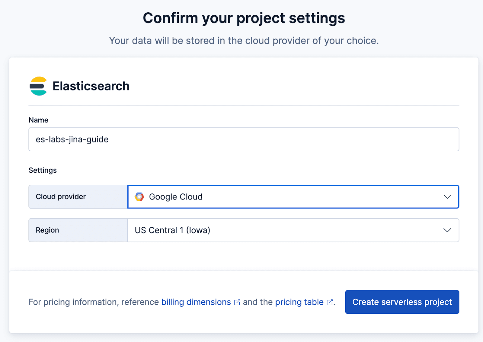 give a project name to chat with your website