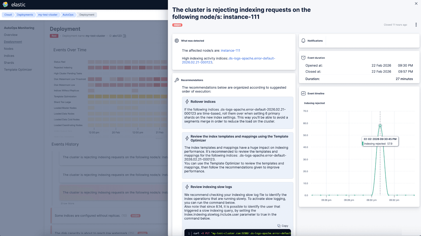 Elastic AutoOps issue detected