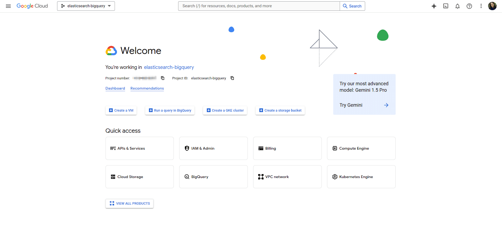 Create a project in Google Cloud Console for BigQuery