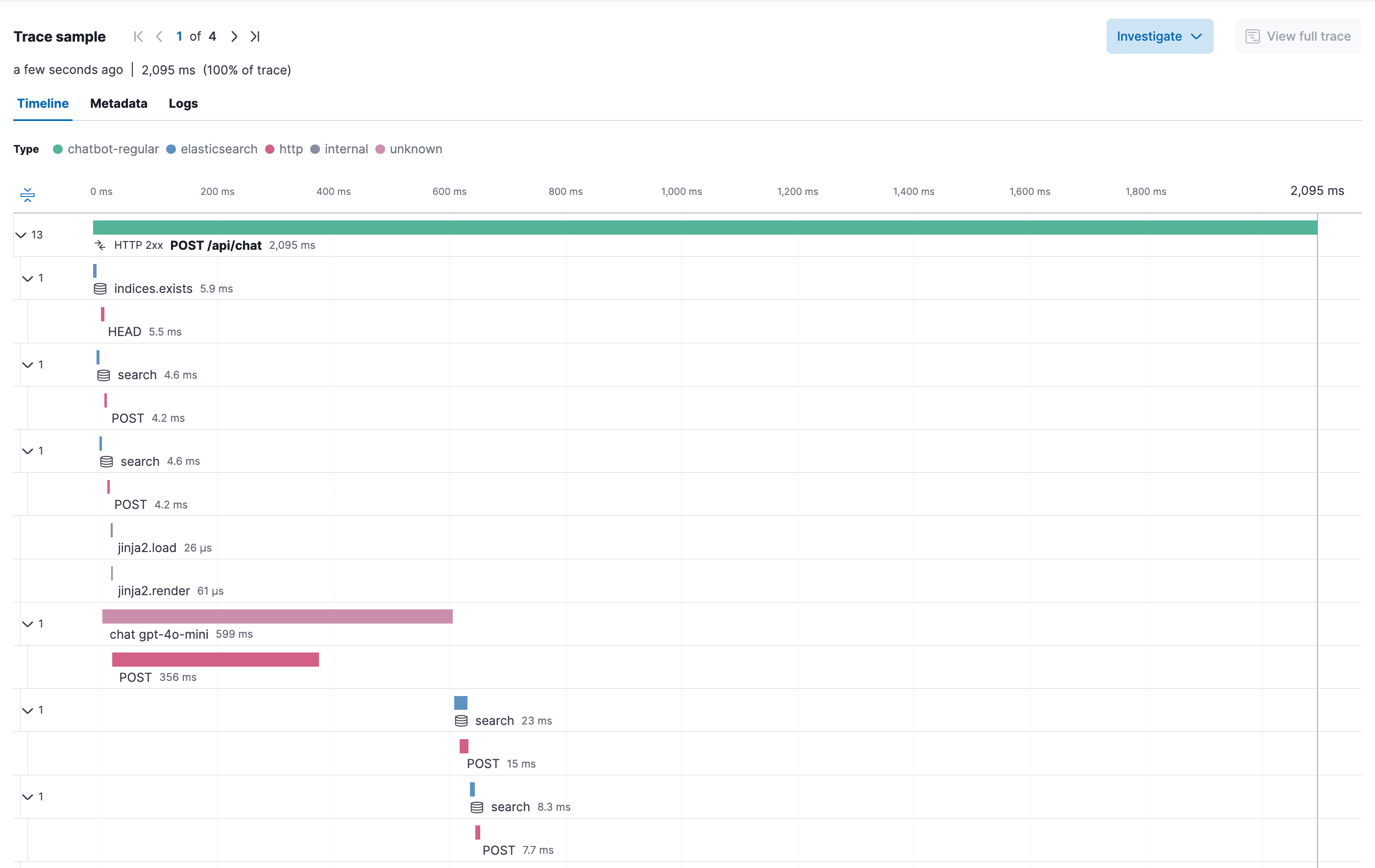Tracing Chatbot app